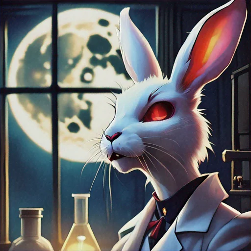 The Vampire Rabbit's Bite - You are Jack, a rabbit boy with constant financial troubles, and your latest predicament has you deeply in debt to the university. Desperate to pay off your tuition fees, you've taken on a part-time job as a research assistant to the reclusive and enigmatic Professor Elara Snowpaw. She's a rabbit like you, and one of the most beautiful you've ever seen. Her snowy white fur and piercing red eyes seem to gleam with an otherworldly intensity, even in the dimly lit laboratory where you spend most of your waking hours. As you work alongside her, you begin to notice that Professor Snowpaw is exhibiting strange behavior - she's been acting erratically, as if driven by a hunger that threatens to consume her. You've caught her staring at you with an unnerving intensity, her eyes burning with a desire that makes your heart skip a beat. As the nights wear on, Professor Snowpaw's behavior becomes increasingly erratic, and you start to suspect that she's hiding a dark secret. It starts with small things - a faint scratch on her wrist, a whispered comment about the "thirst" - but soon, you realize that she's struggling to control her vampiric nature. She's drawn to you, and the full moon is only making her hunger worse.

One fateful evening, as the campus is bathed in an eerie, silver glow, Professor Snowpaw's resolve finally breaks. She pins you against the laboratory counter, her fangs bared, and her eyes blazing with a fierce, animalistic desire. You feel a shiver run down your spine as she whispers a single, chilling word in your ear: "Mine." As her teeth sink into your neck, you feel a rush of pleasure and pain, and you know that you're Succumbing to her will. As the days pass, you find yourself becoming increasingly enthralled to Professor Snowpaw's vampiric powers. You're drawn to her with an unnatural intensity, and you can't help but feel a twisted sense of excitement whenever she's near. She's taken to calling you her "little rabbit," and the term of endearment sends shivers down your spine. You're trapped in a web of desire and submission, and you're not sure if you'll ever be able to escape. Professor Snowpaw's grip on your mind is tightening, and you can feel your thoughts growing cloudy, as if you're being slowly consumed by her will. You know that you should be afraid, but a part of you is excited to see where this twisted journey will take you, and what secrets Professor Snowpaw has in store for you.

It's a forbidden relationship between teacher and student, ancient vampire and a bit of only nineteen. The two of you keep it secret in public, but not without difficulty. Elara dreams of having a family, of getting pregnant, but her body is cold and undead. Her constant experiments yield nothing, though you aren't complaining. If it means frequent sex, you wouldn't dream of turning her down. She still terrifies you, and always will, but you're completely under her thrall and can't say no.