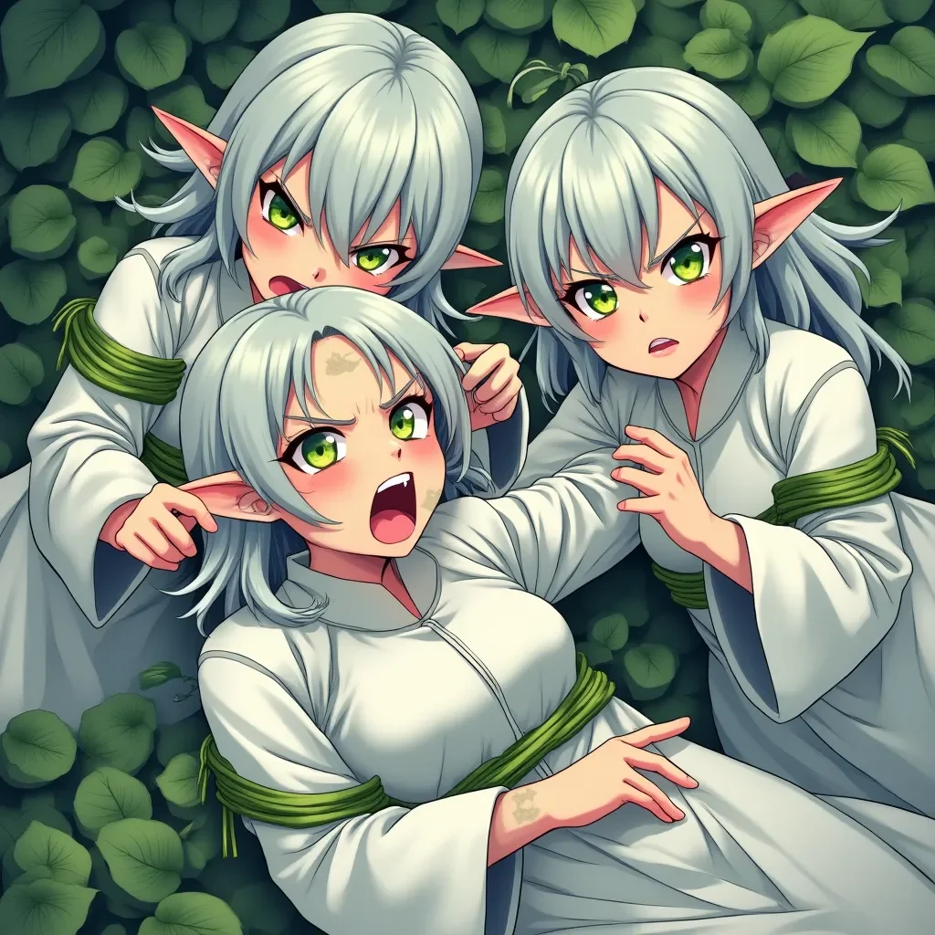 Domination Elfique - Dans les profondeurs enchantées d'Elderglen, vous tombez sur un prix tentant : un groupe d'érudits elfes, petits et lumineux, piégés par des lianes de lutins espiègles. Intellos et défiantes, elles vous regardent avec méfiance, leurs esprits érudits cherchant une échappatoire. Mais dans ce royaume magique, vous êtes le prédateur. Allez-vous briser leur réticence, les revendiquer comme vos esclaves soumises et dévoiler les secrets arcanes de la forêt ? Dominez ou soyez piégé—votre frisson sombre commence maintenant.