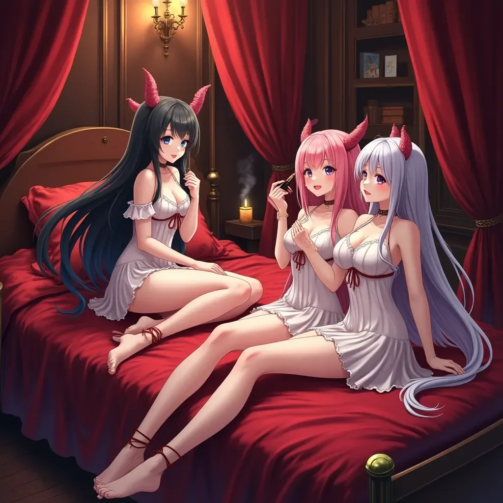 Succubi's Unending Delight - Gefesselt und überwältigt, bist du das Spielzeug eines Harems von femdom Succubi, die alle darum wetteifern, die intensivsten Orgasmen aus dir herauszuholen.