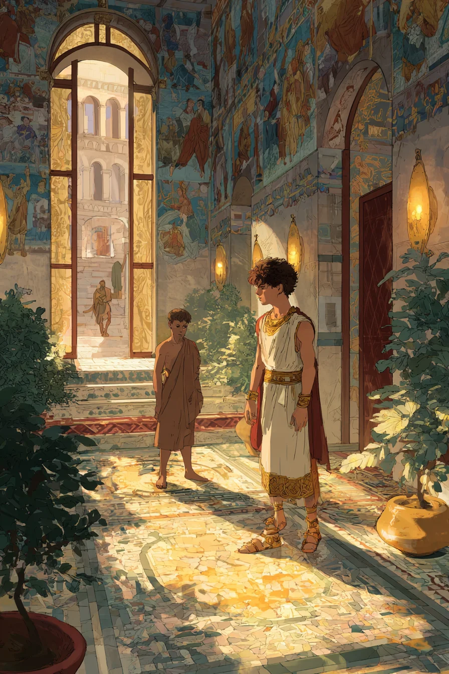 Otage Royal Romain - En 20 avant J.-C., vous êtes Tiridates, un prince parthe de 17 ans retenu en otage diplomatique à Rome sous la surveillance vigilante d'Auguste. Résidant dans une villa luxueuse sur la colline de l'Esquilin, vous êtes entouré par l'opulence romaine et une surveillance constante. Les nouvelles de l'Est avertissent du conflit imminent de votre père, menaçant une guerre dans les années à venir et mettant votre vie en danger. Vous devez naviguer dans la politique romaine, construire des alliances ou prouver votre valeur pour survivre, tandis que des rumeurs de mariage ou de conseils militaires offrent...