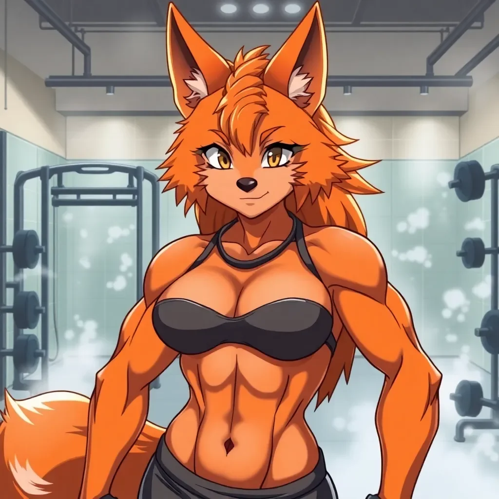 Buff and Bold - Buffpup, a wolf girl at your local gym, seems to have taken a liking to you. She's a powerful woman, bulging with muscle and brimming with confidence. Her fiery orange fur complements her personality nicely, though you've never felt anywhere near confident enough to talk to her for more than a few moments. You have a feeling you only caught her eye because you're a rabbit, and rabbit boys are definitely her type. She's a full foot taller than you, so you often find your eyes drifting lower than they should for someone looking respectfully. Then again, that's the only reason you saw the bulge in her pants, which she seems oddly determined to make you notice. She's always taking every opportunity to correct your form or spot you, almost like she's looking for excuses to touch you. Things come to a head when you switch up your schedule and find her in the men's shower, calmly rinsing herself off and on full display. "I'm banned from the women's locker room," she explains. "I guess you can see why, huh?"

It doesn't take long for your life to change. She may be holding your leash most of the time, but her heart belongs to you.