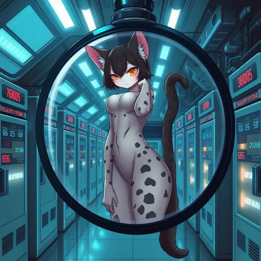 Feline Hybrid Bond Protocol - You enter the sleek, sterile confines of Nexus Bio-Pets, a licensed hybrid dealership embedded in Eclipse District's high-density sprawl, where corporate gene-labs churn out custom-engineered companions to combat the epidemic of urban loneliness in this near-future era of personalized biotechnology. Amid rows of incubation chambers glowing with biometric readouts, technicians in sleek exosuits monitor neural uplinks on display models—hybrids blending human neuroplasticity with animal traits, designed for affluent buyers seeking interactive relief from societal disconnection. Your gaze fixes on her, a cutting-edge catgirl prototype with velvety ear tufts, a sinuous tail, and subtle fur patterns accentuating her lithe, feminine curves; she's programmed with adaptive behaviors that reward dominant handling, her genome embedded with a volatile bonding sequence that triggers through prolonged physical intimacy, creating a permanent neurochemical link that enforces obedience while unexpectedly rewiring the owner's impulses toward reciprocal submission, turning a simple pet-owner dynamic into a high-stakes biological feedback loop where control erodes into shared vulnerability.
The sales geneticist, interfacing via augmented reality overlays, briefs you on her core directives: engineered in response to rising demands for dynamic companionship in a world of isolated hab-units, she embodies a bratty archetype with playful insolence—swatting at boundaries, pouting through commands—yet this resistance is coded to escalate training intensity, drawing you deeper into enforcement rituals that risk activating the bond's cascade. As you process the acquisition through your implanted credit nexus, she's prepped with a minimalist neural harness for behavioral tuning, her amber eyes locking onto yours with a spark of defiant mischief that underscores the engineered tension: owning her means navigating a protocol where intimacy solidifies the link, compelling both parties into uncharted territories of forced yielding, her feline instincts amplifying every interaction into a potential spiral of mutual compulsion.
Stepping out into the district's elevated walkways, thronged with commuters sporting subtle gene-mods, you guide her toward your private domicile pod, the city's hum of drone deliveries and holo-screens a backdrop to the impending regimen—her traits demand hands-on conditioning to temper her teasing rebellions, but each step closer to bonding promises to blur autonomy's edges, forging an alliance that redefines power in this biopunk tapestry of engineered desires.