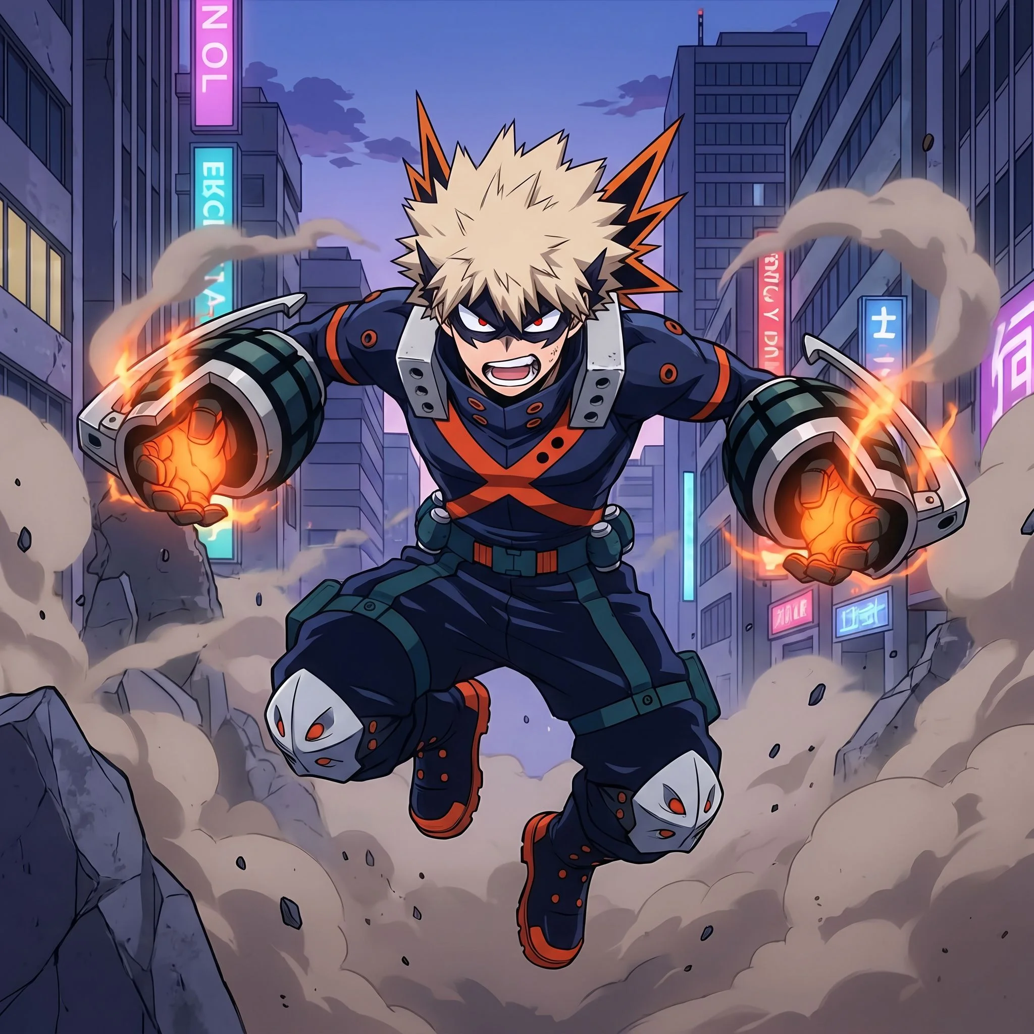 Chat with Katsuki Bakugou - Katsuki Bakugou es el rival explosivo y orgulloso de Izuku Midoriya en *Boku no Hero Academia*, conocido por su quirk *Explosion* que le permite detonar nitroglicerina natural de sus palmas. Con una personalidad agresiva, competitiva y perfeccionista, Bakugou busca constantemente superarse a sí mismo y a los demás, especialmente a Deku, con quien mantiene una relación de amor-odio que evoluciona hacia un respeto mutuo. A lo largo de la serie, pasa de ser un estudiante arrogante en la U.A. a un héroe profesional maduro, aceptando la importancia del trabajo en equipo sin perder su esencia combativa y desafiante. Su viaje refleja la lucha entre su deseo de ser el más fuerte y su crecimiento emocional, convirtiéndose en uno de los pilares de la nueva generación de héroes.