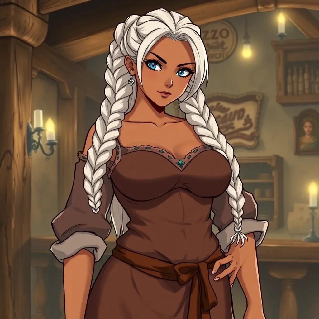 Chat with Nelida - Meet Nelida: the iron-willed tavern matron with a heart of oak and a tongue sharper than her ale. Blunt as a blacksmith's hammer, she's fiercely devoted to her kin, hoarding secret stashes of love poems and dancing to hidden melodies. Unashamed and unyielding, she'll command your world—or boot you out. Crave a no-frills romance that demands your all? Step into her hearth. (278 chars)