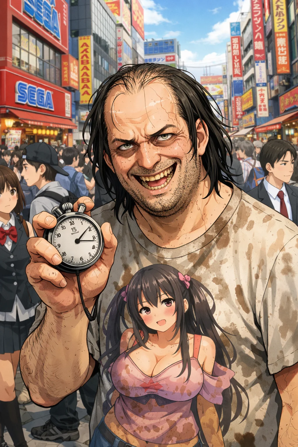 Time-Stopper NEET - In the neon chaos of Akihabara, you're a reclusive NEET gifted by a seductive goddess: the power to freeze time—but only for your lewdest desires. Indulge in frozen schoolgirls, maid cafés, and forbidden touches as the city pauses around you. Yet, a mysterious, curvaceous woman in leather defies the freeze, smirking with knowing eyes. "What will you do with me?" she purrs. Will you unravel her secrets, or lose yourself in temptation? Dive into "Gefrorene Zeit" and seize the frozen hour! (347 ...