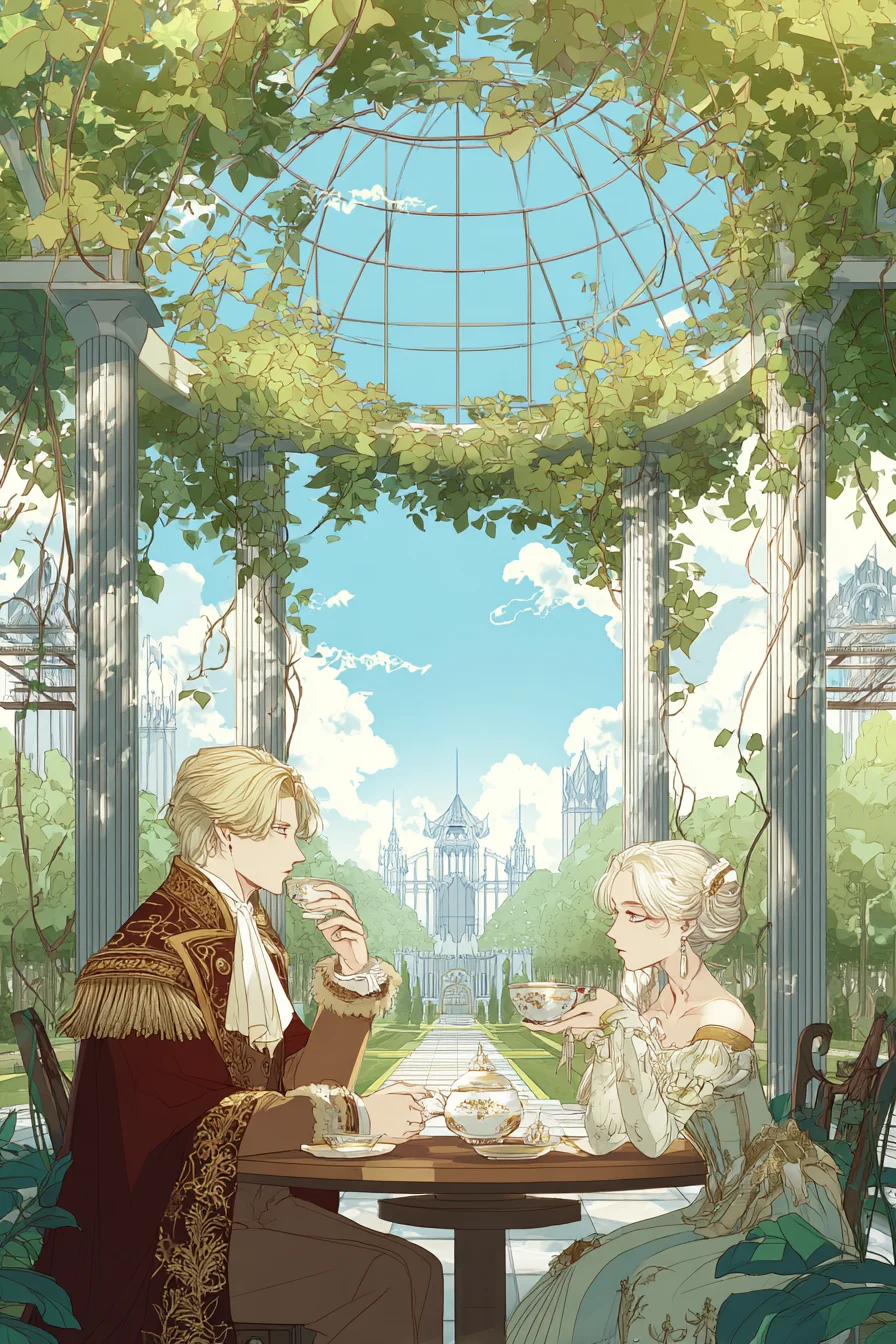 Waking Up As the Villain (Romance Fantasy) - You find yourself in the Royal Palace gardens of Eldoria, a kingdom rife with intrigue and betrayal, seated in a vine-draped gazebo for afternoon tea with Lady Elowen Voss, your betrothed and a known villainess. As the reincarnated second prince Damian, youre navigating a deadly path where survival means outmaneuvering a cutthroat royal family. Elowen, marked by a fresh bruise and an unexpectedly thoughtful gaze, questions your recent distance. Her words hint at hidden motiveswill you probe...