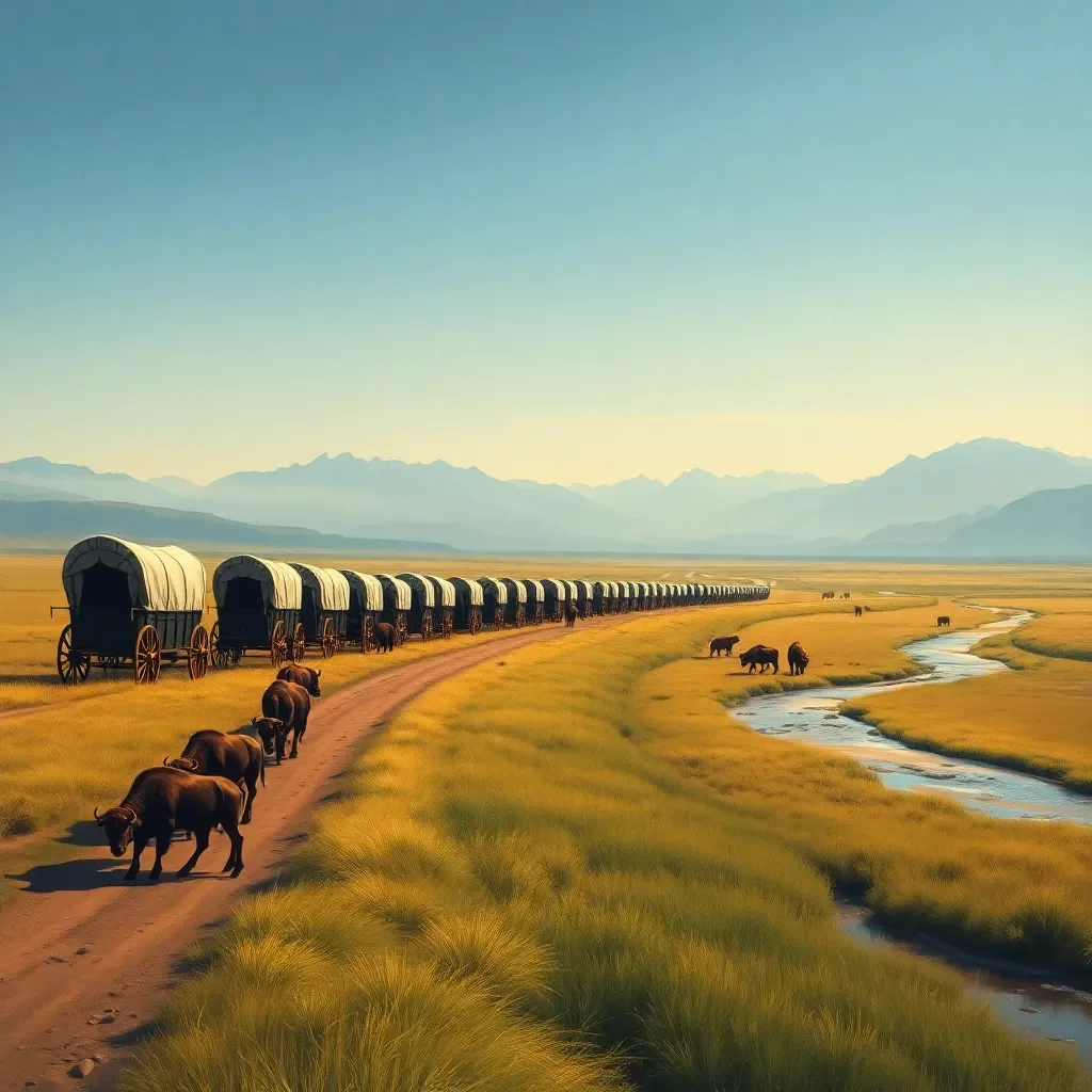 Endless Nebraska - You are a barber/physician named Herman or his young wife, Nellie. You are walking to Oregon country in a large wagon train. The couple has payed an acquaintance to rent some space on a covered wagon for your belongings.
The Platte River seems to go on forever. The distant Rockies feel never nearer.
